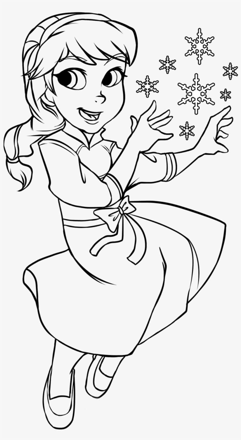 Divertida pequena Elsa em Frozen para colorir