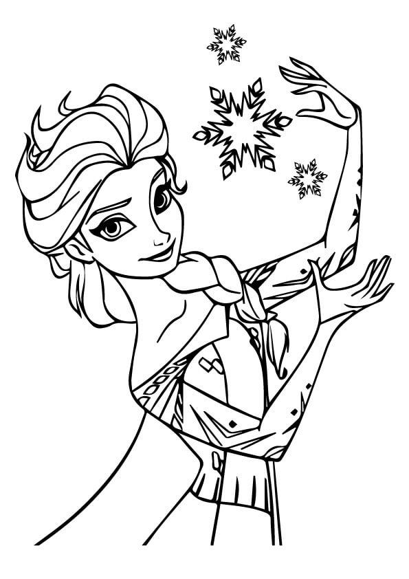 Desenhos de Elsa com Floco de Neve para colorir