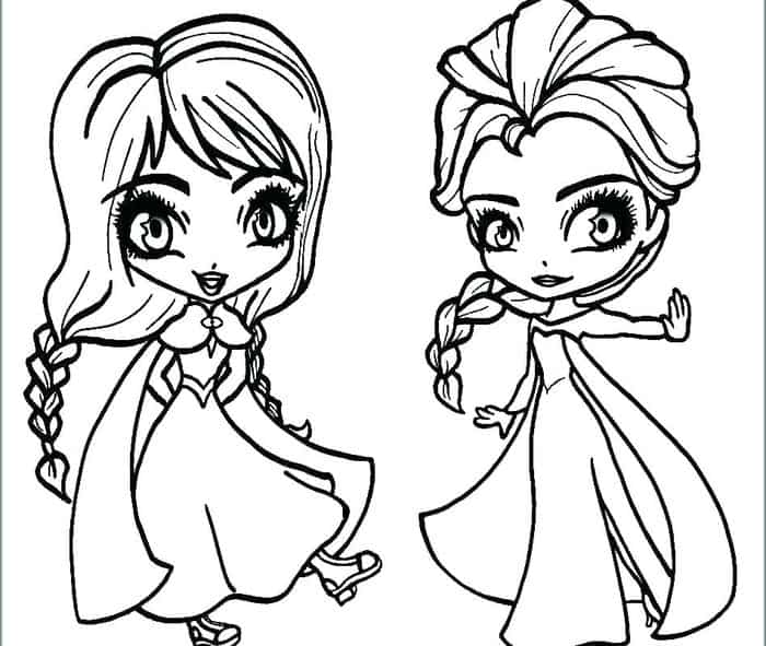 Desenhos de Elsa e Anna engraçadas em Frozen para colorir