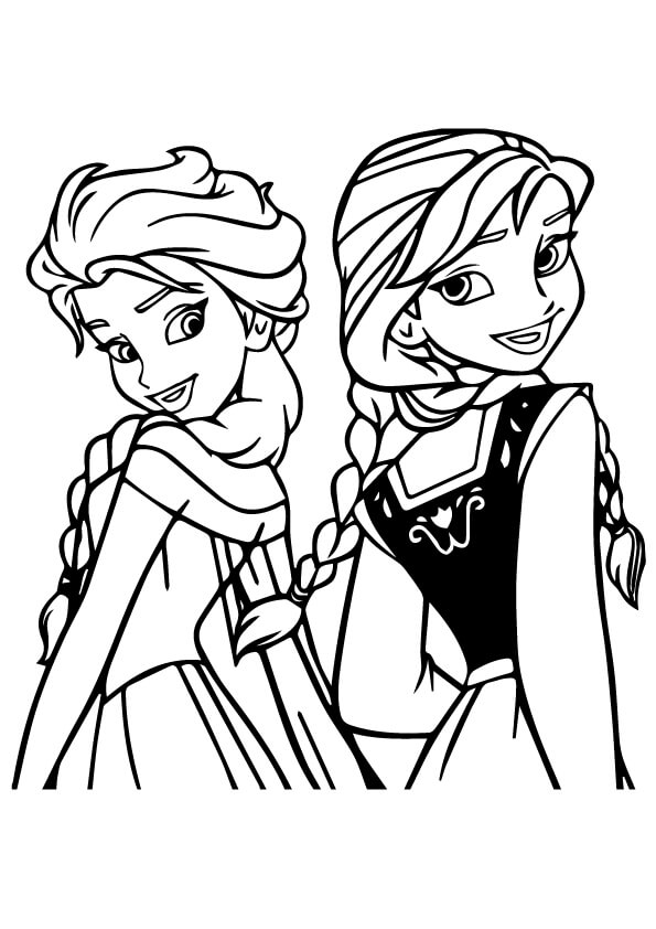 Elsa e Anna Feliz para colorir