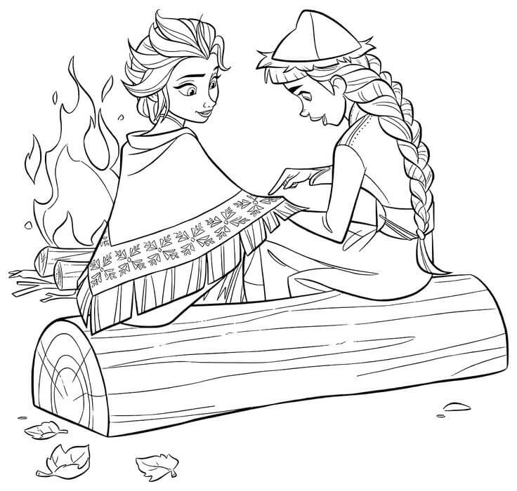 Elsa e Honeymaren em Frozen para colorir