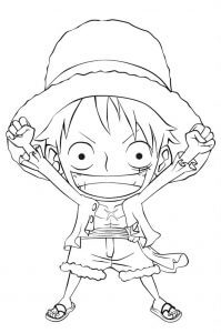Feliz Luffy Chibi para colorir
