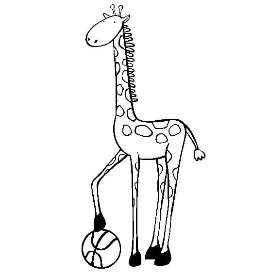 Girafa com Bola para colorir
