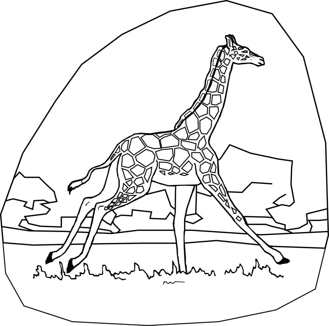Desenhos de Girafa Correndo para colorir