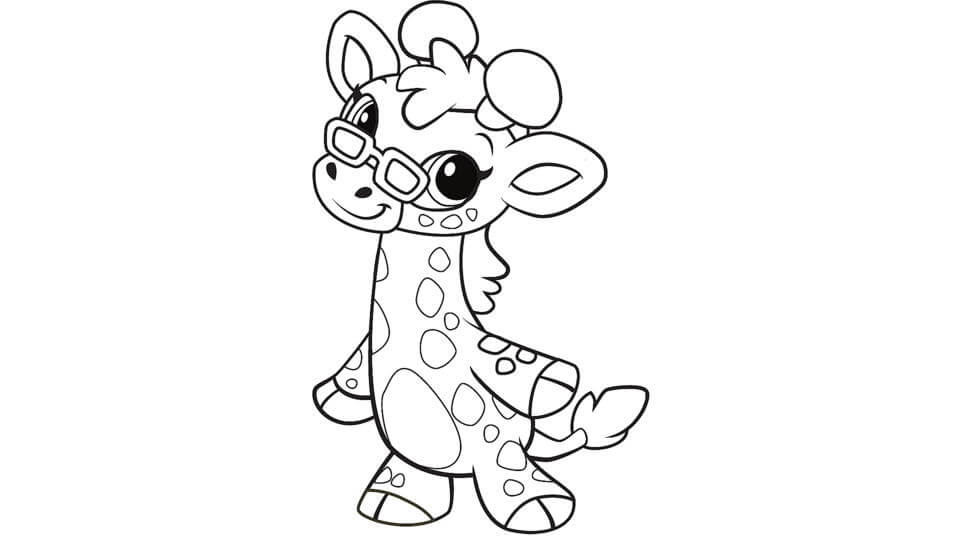 Desenhos de Girafa de Vidro Usando óculos para colorir
