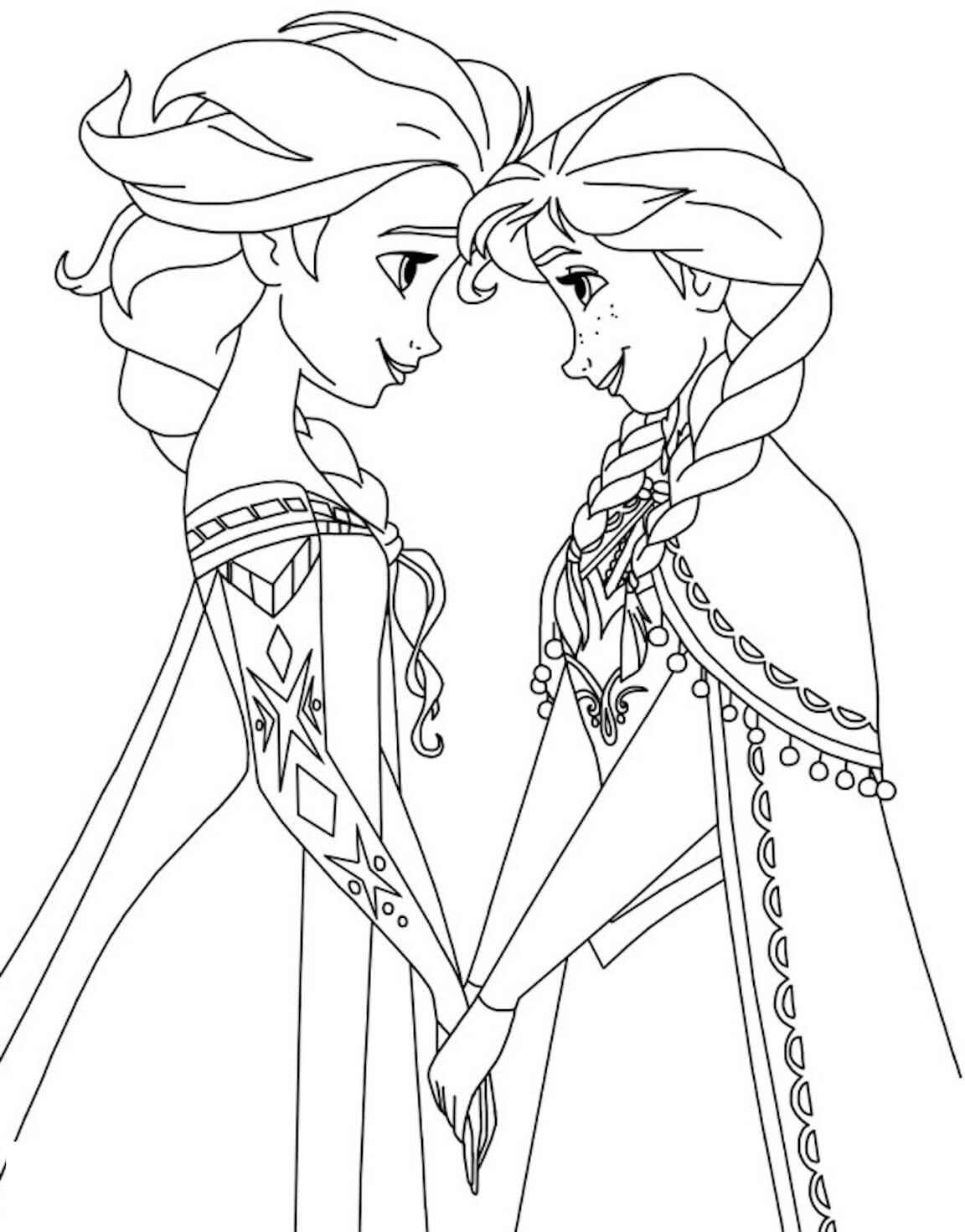 Grande Elsa e Anna em Frozen para colorir