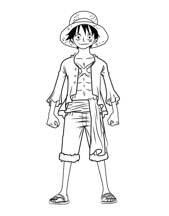 Desenhos de Luffy em Pé para colorir