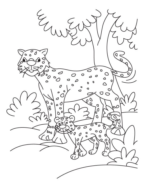 Desenhos de Mãe Chita com Chita com Árvore para colorir