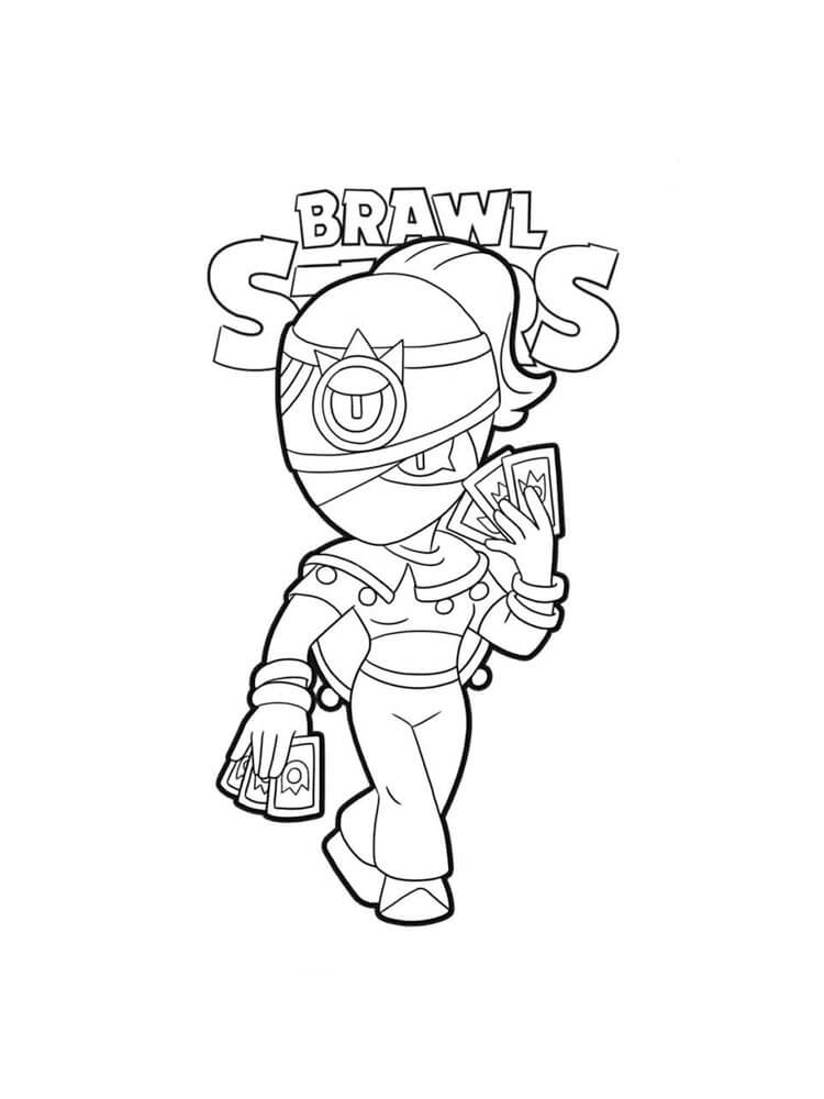 Desenhos de Ninja Tara corre no Brawl Star para colorir