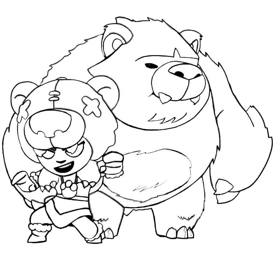 Desenhos de Nita e Urso em Brawl Stars para colorir