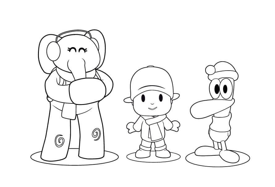 Pocoyo e Amigos no Inverno para colorir