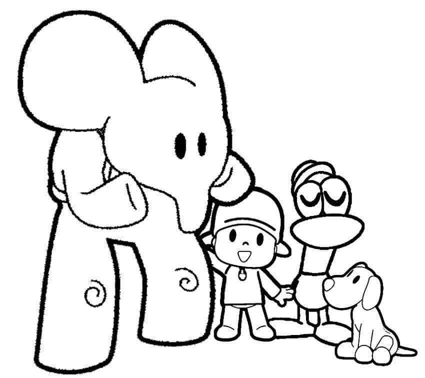 Desenhos de Pocoyo e seus Amigos Engraçados para colorir