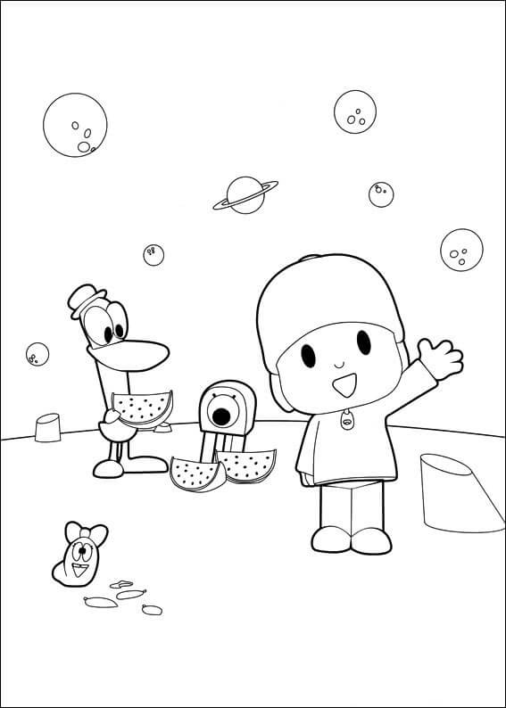 Desenhos de Pocoyo and Friends In Planet para colorir