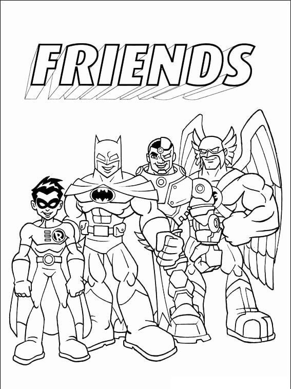 Desenhos de Quatro personagens da DC Comics para colorir