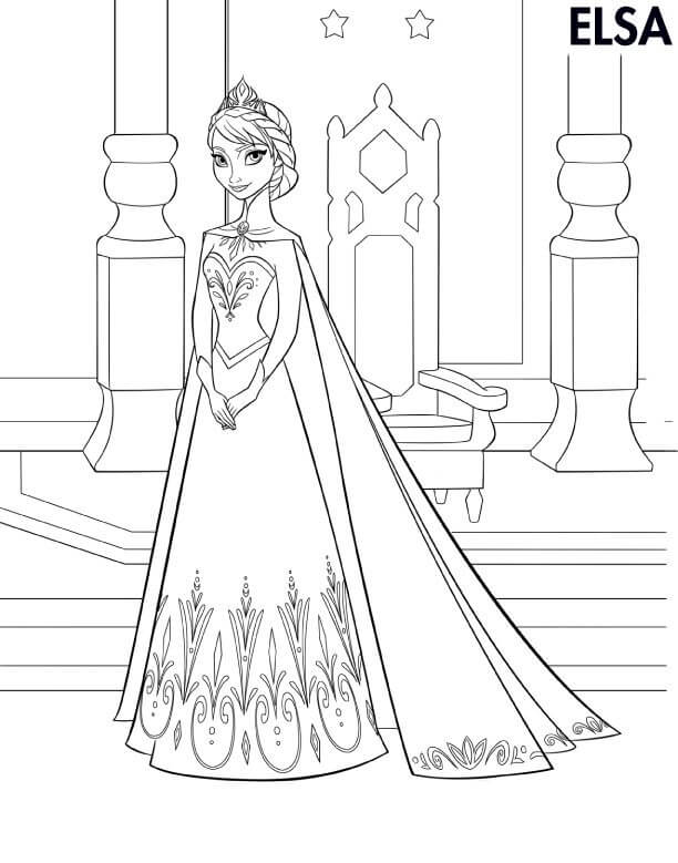 Rainha Elsa em Frozen para colorir