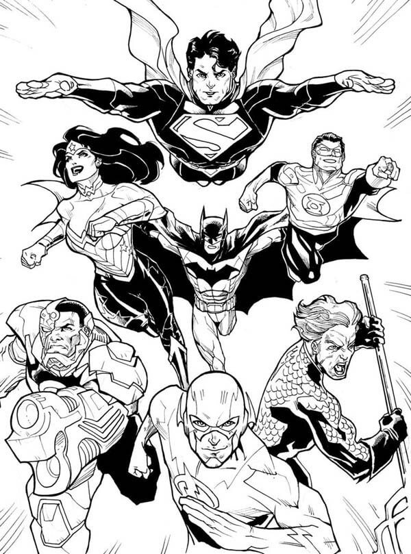Sete personagens de Luta da DC Comics para colorir