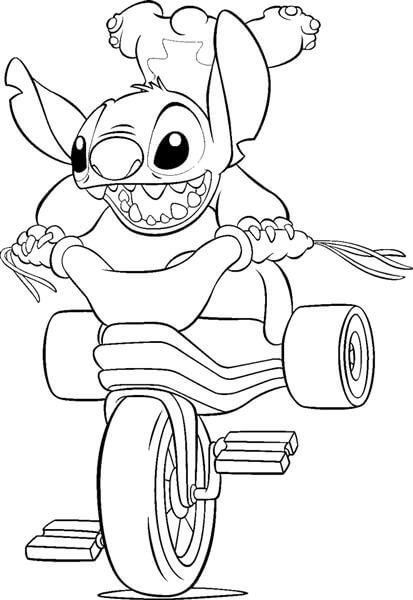 Desenhos de Stitch Ciclismo para colorir