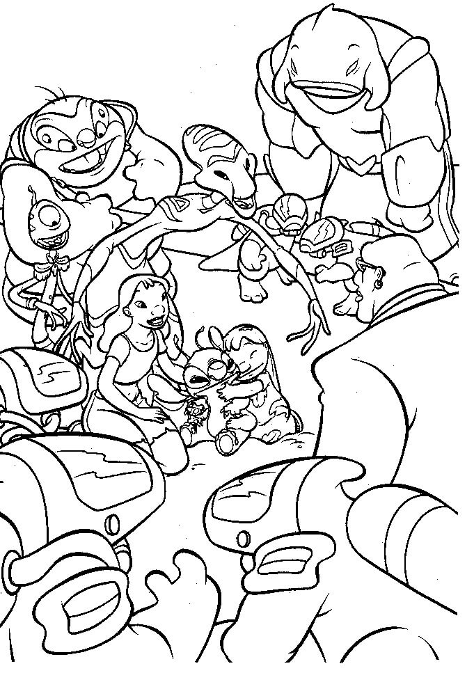 Desenhos de Stitch e Amigos para colorir