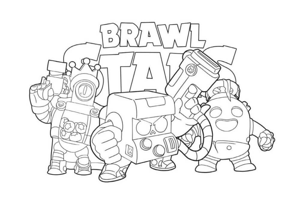 Três personagens de Brawl Star para colorir
