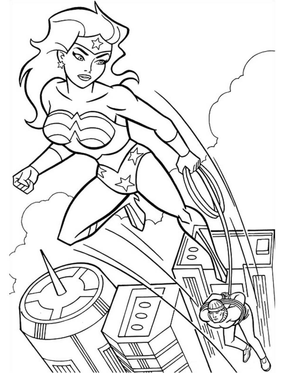 Desenhos de Wonder Woman Prender um Criminoso para colorir