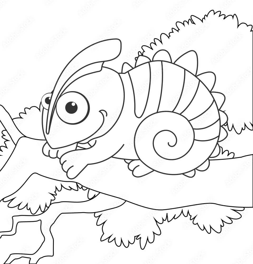 Camaleão de Desenho Animado para colorir