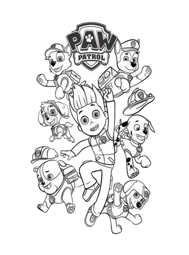 Paw Patrol Logo and All Characters para colorir