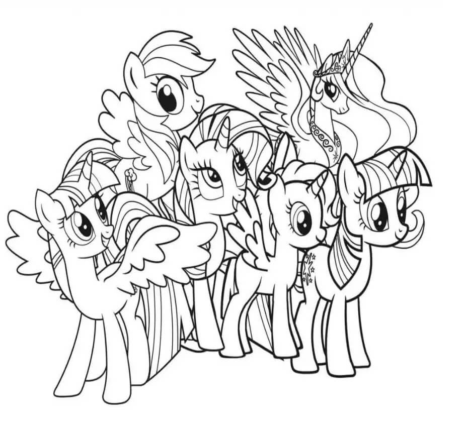 As seis formas básicas de My Little Pony para colorir
