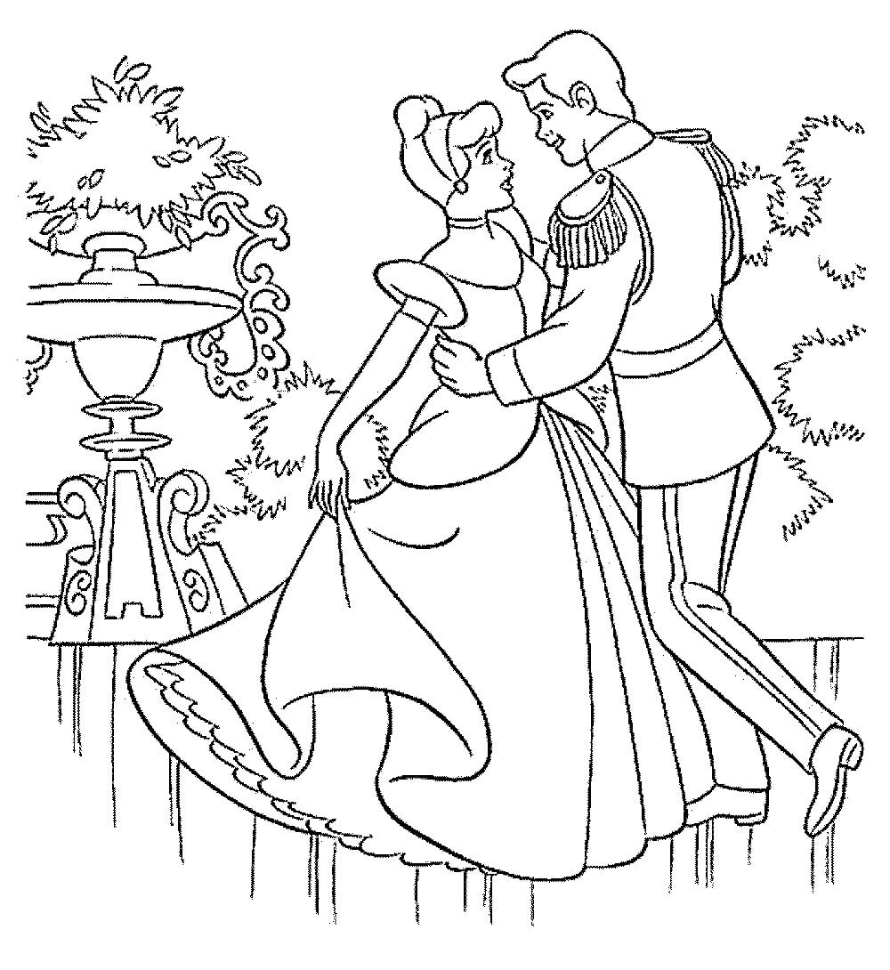 Desenhos de Bela Cinderela e o Príncipe para colorir