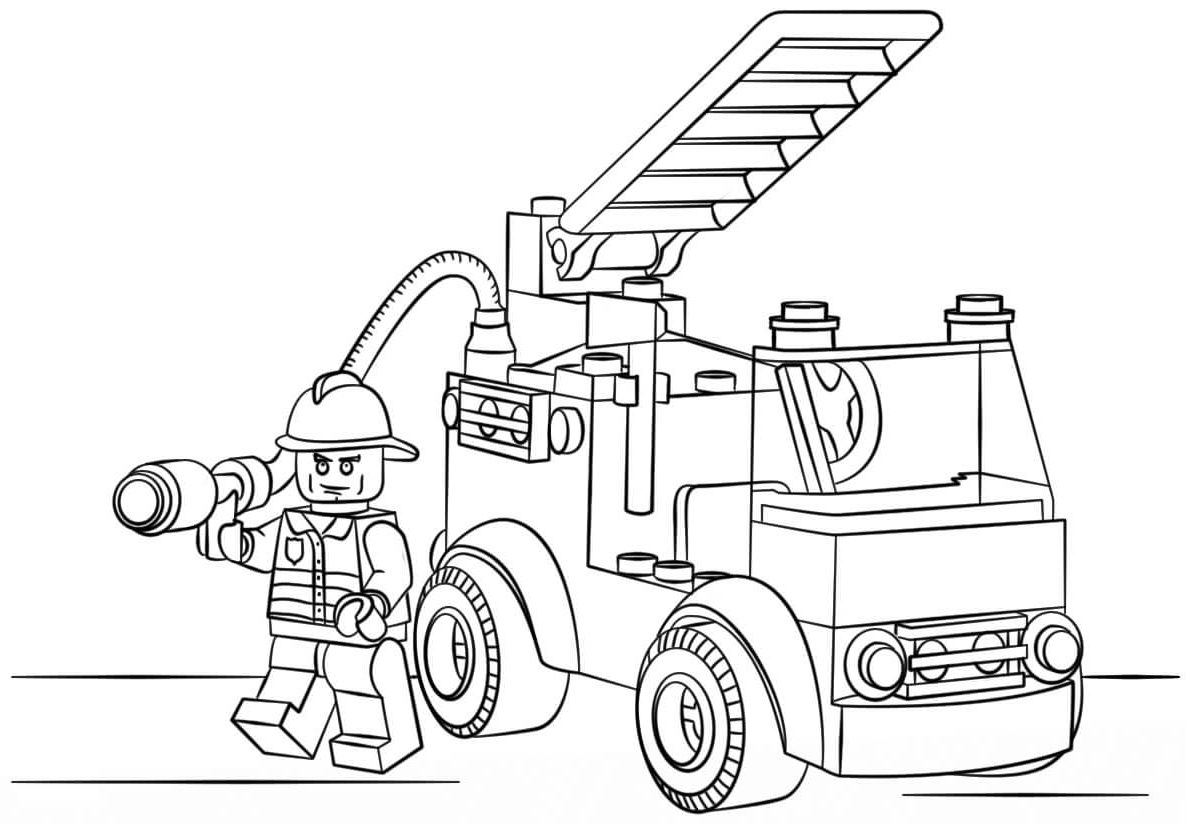 Caminhão de Bombeiros Cidade de Lego para colorir