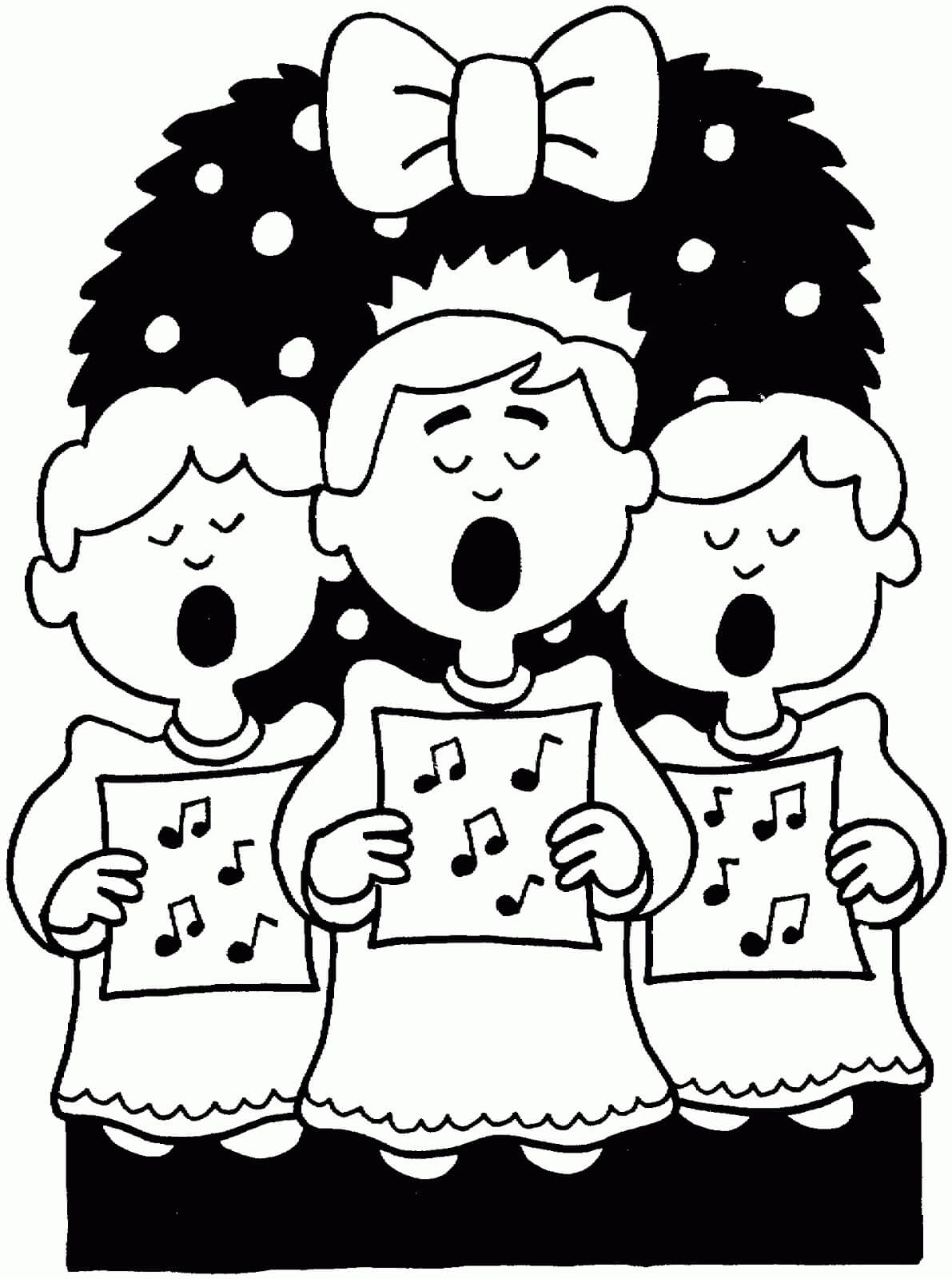Cantando a Canção de Natal para colorir