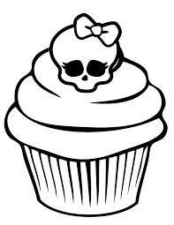 Desenhos de Caveira no Cupcake para colorir