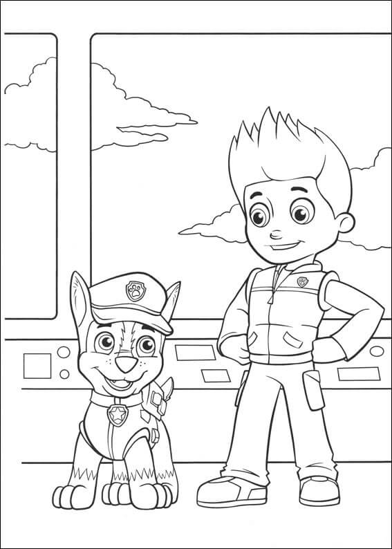 Desenhos de Chase e Ryder em Patrulha Canina para colorir