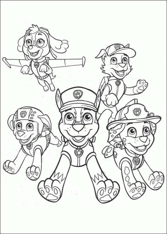 Desenhos de Cinco Patrulhas de Mascotes para colorir
