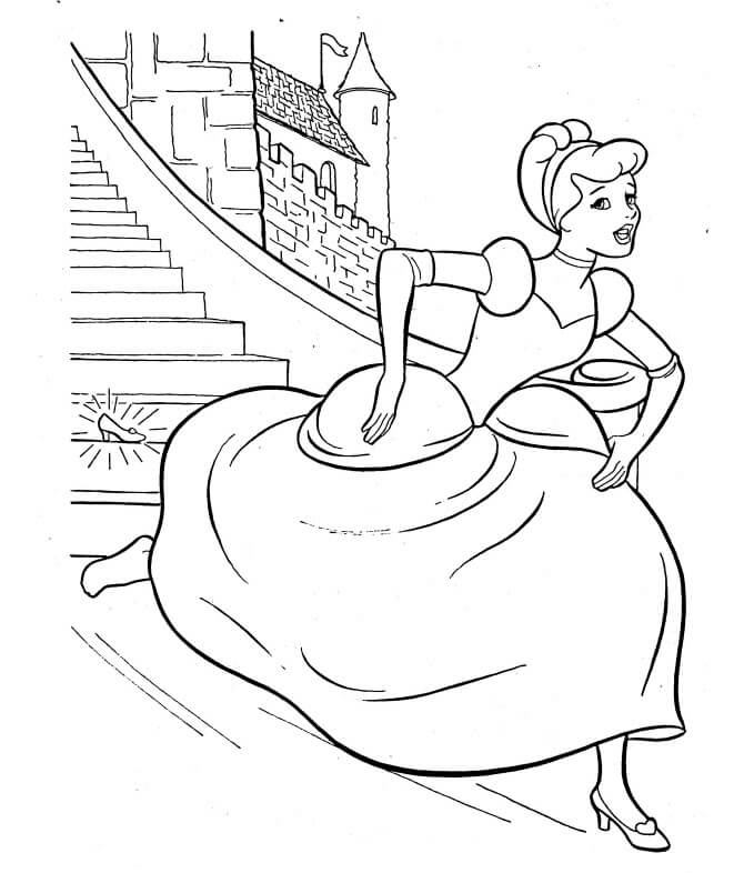Desenhos de Cinderela Correu para Fora do Palácio para colorir