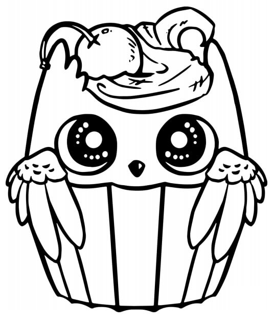 Coruja no Cupcake para colorir