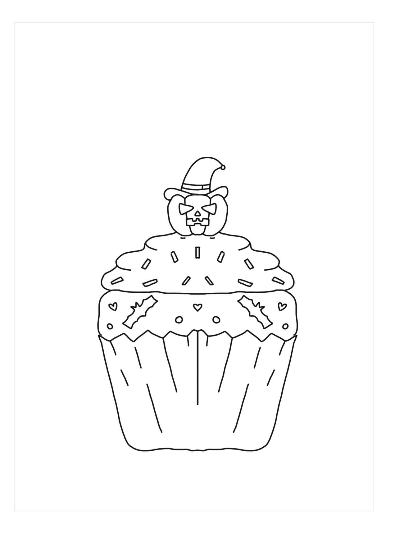 Desenhos de Cupcake de Dia das Bruxas para colorir