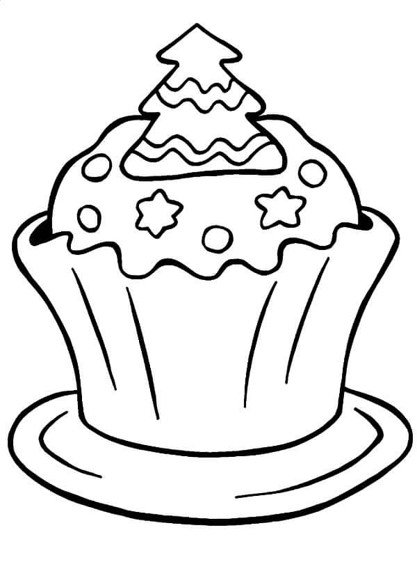 Cupcake de Natal para colorir