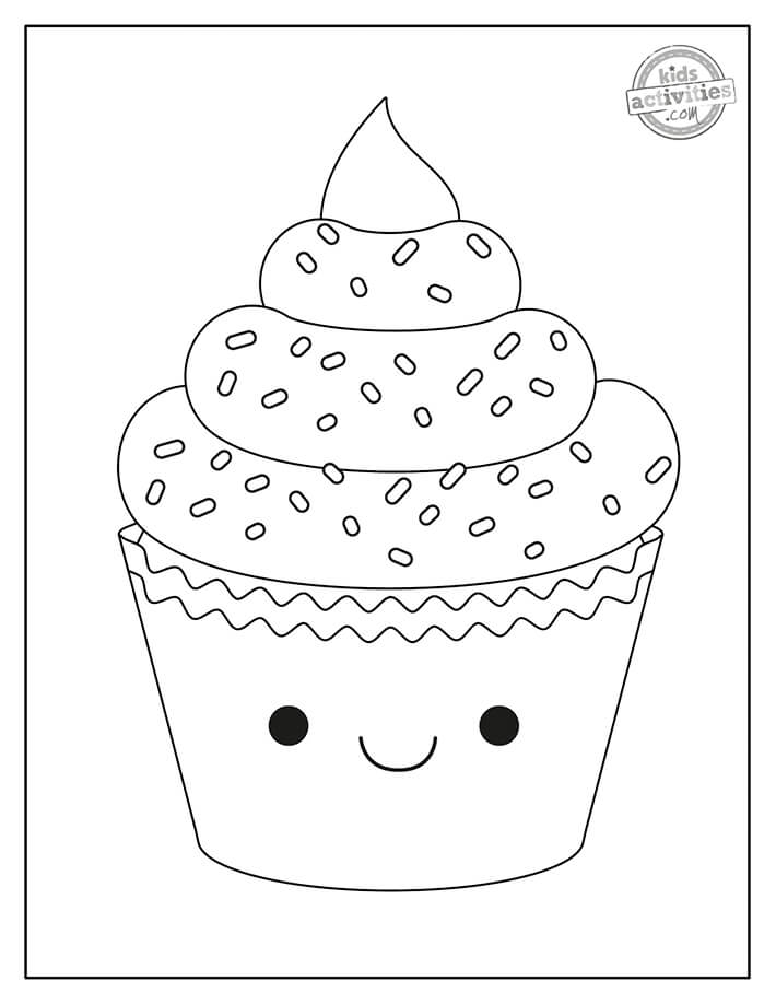 Cupcake Sorrindo para colorir