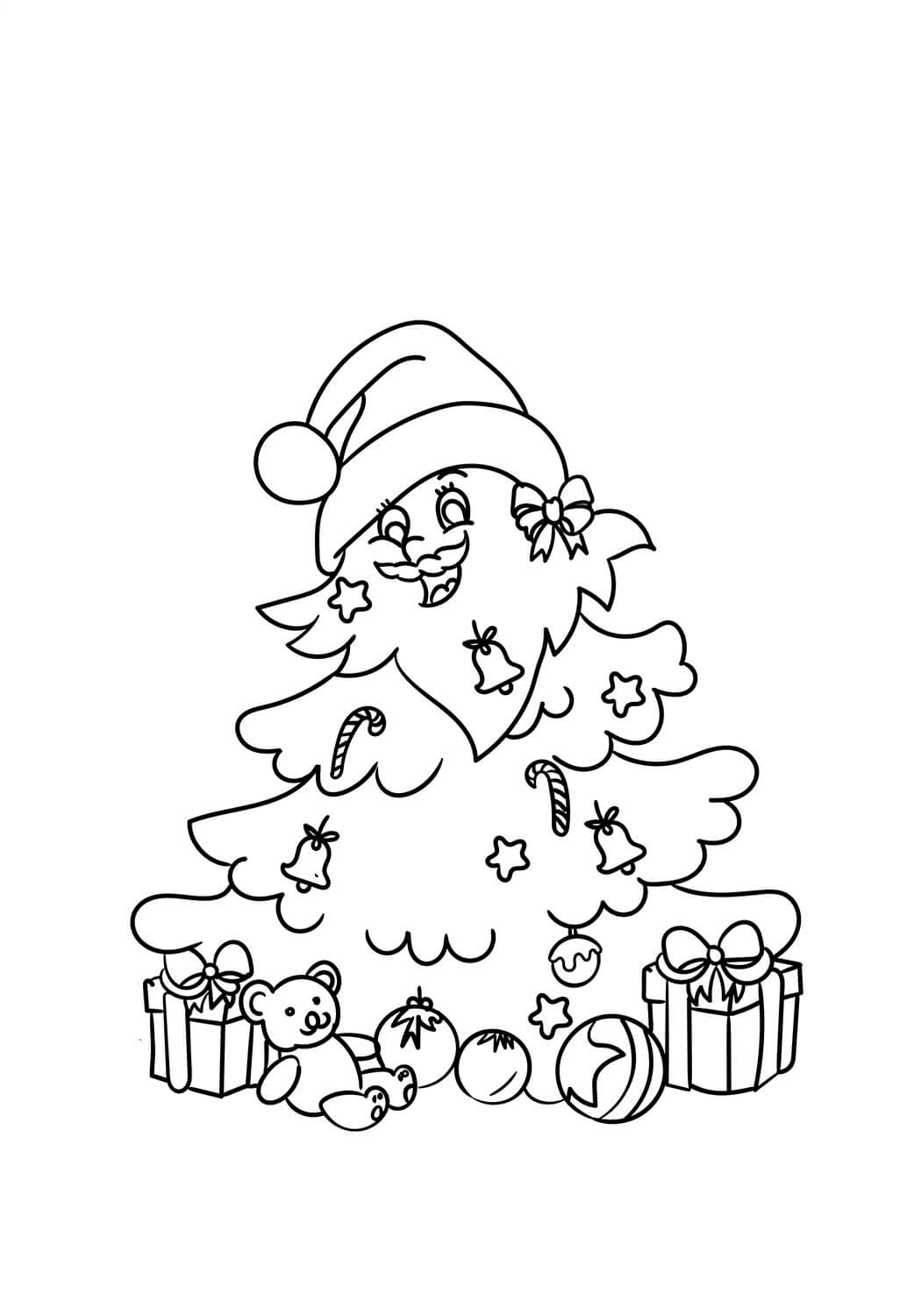 Desenhos de Desenho Animado Árvore de Natal para colorir