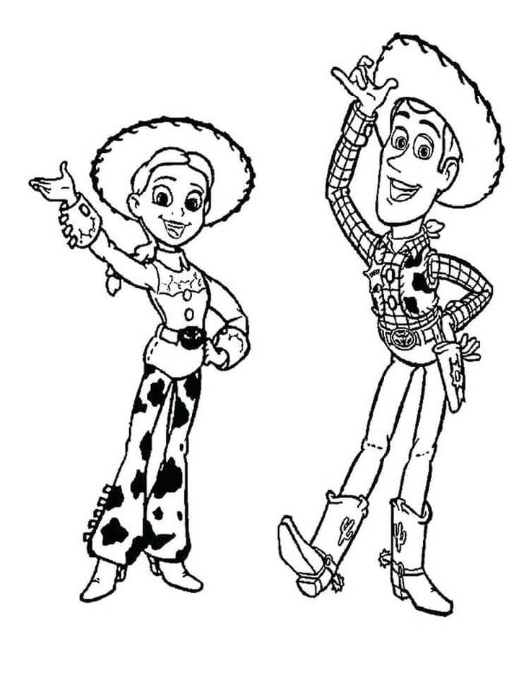 Diversão Jessie e Woody para colorir