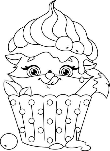 Desenhos de Gato no Cupcake para colorir