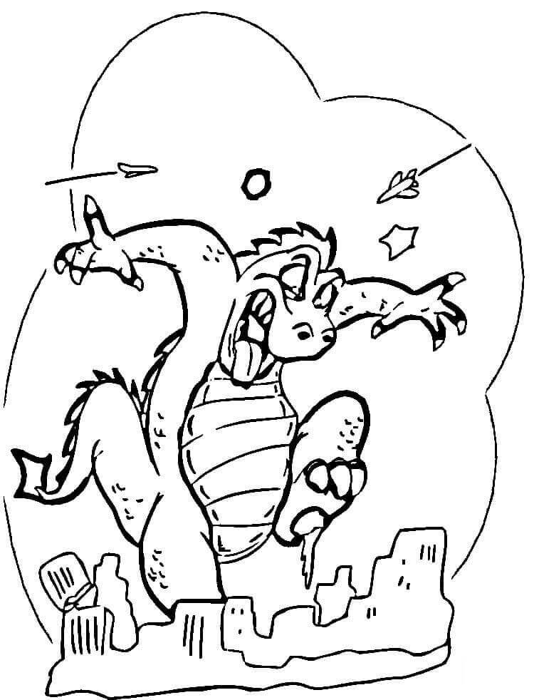 Godzilla Ataca a Cidade para colorir