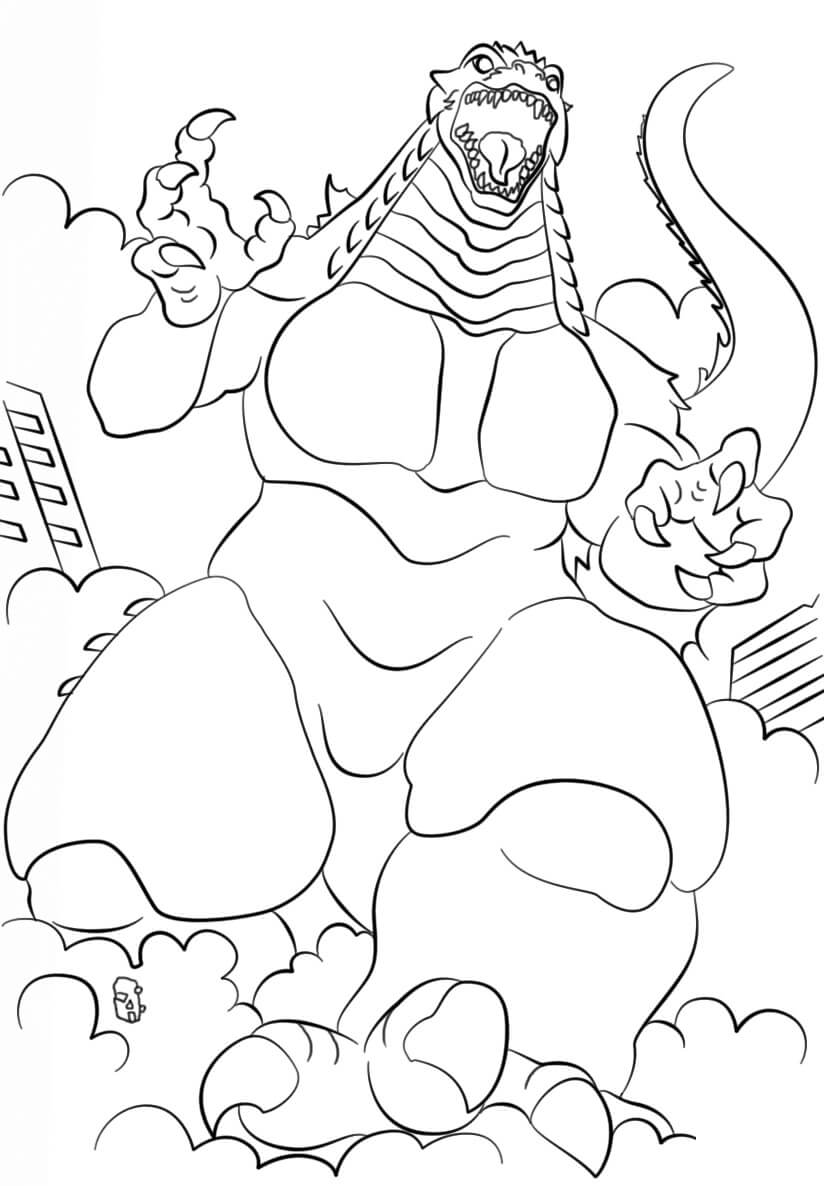 Desenhos de Godzilla Atacando para colorir