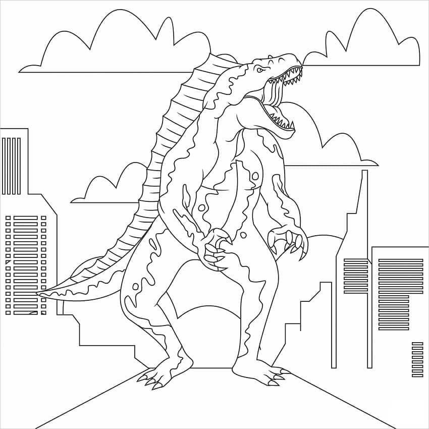 Desenhos de Godzilla na Cidade para colorir