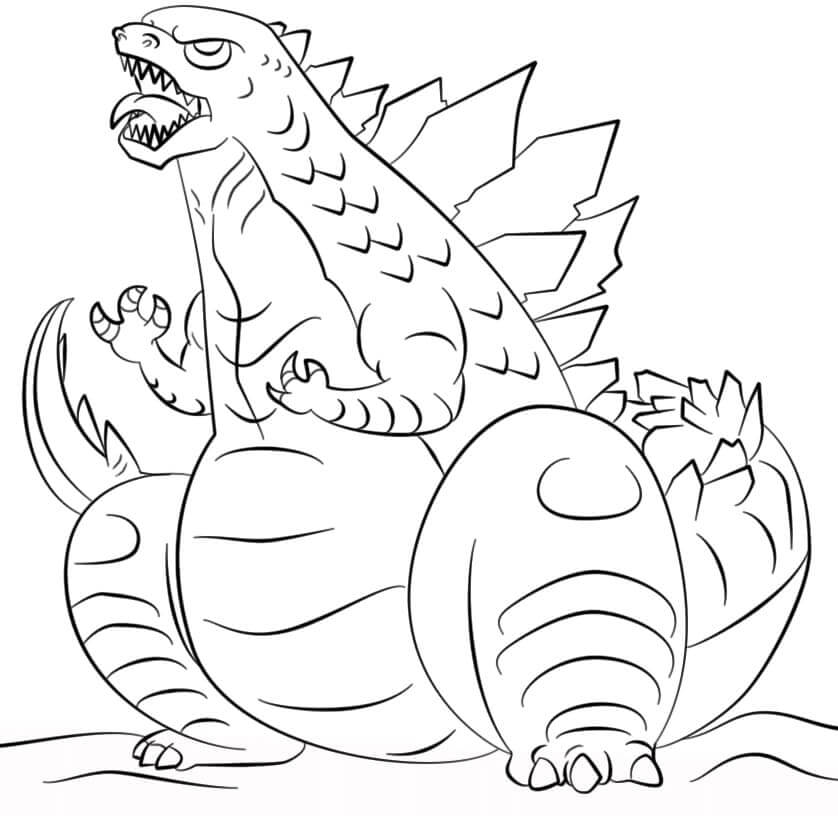 Desenhos de Godzilla Sentado para colorir