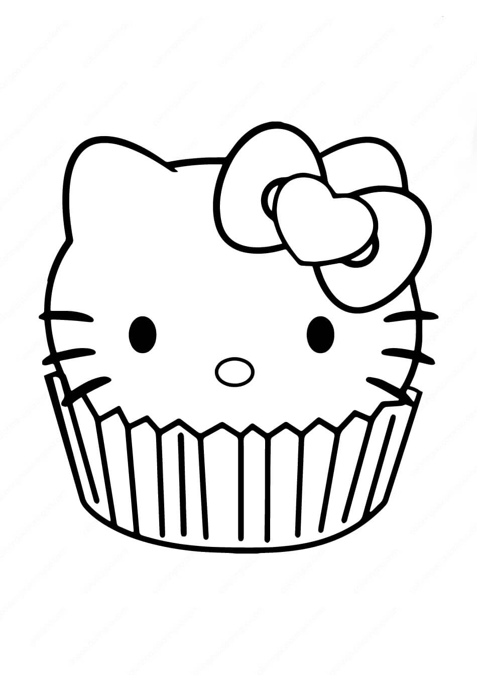 Hello Kitty no Cupcake para colorir