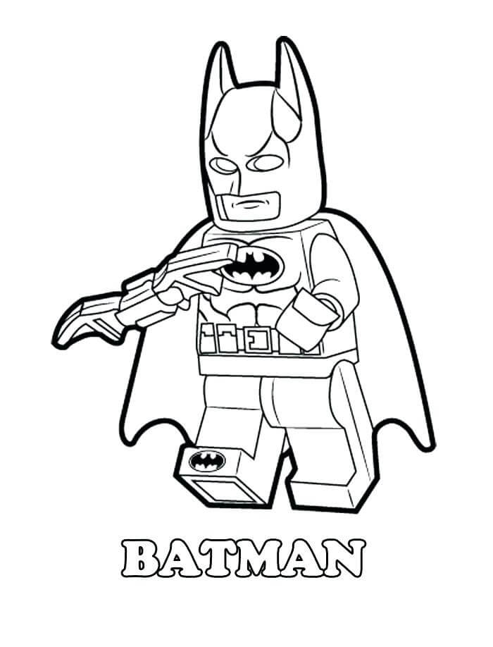 Desenhos de Lego Batman segurando um Batarang para colorir