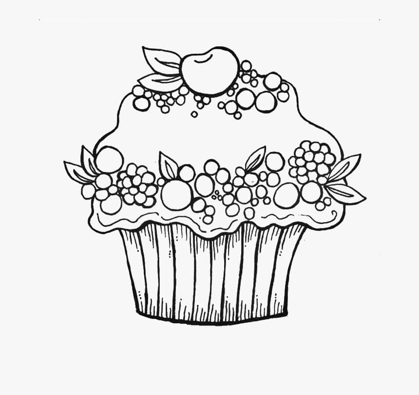 Lindo Cupcake para colorir