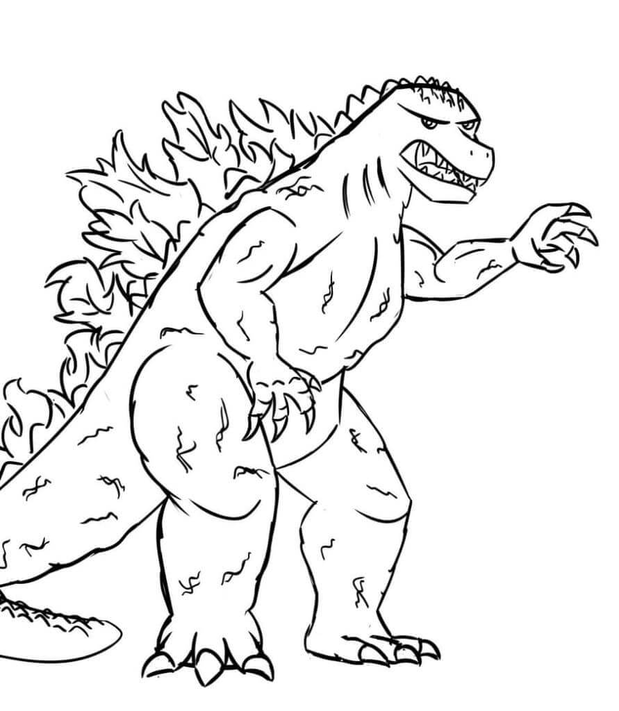 Lindo Godzilla Irritado para colorir