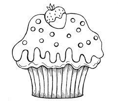 Desenhos de Morango no Cupcake para colorir